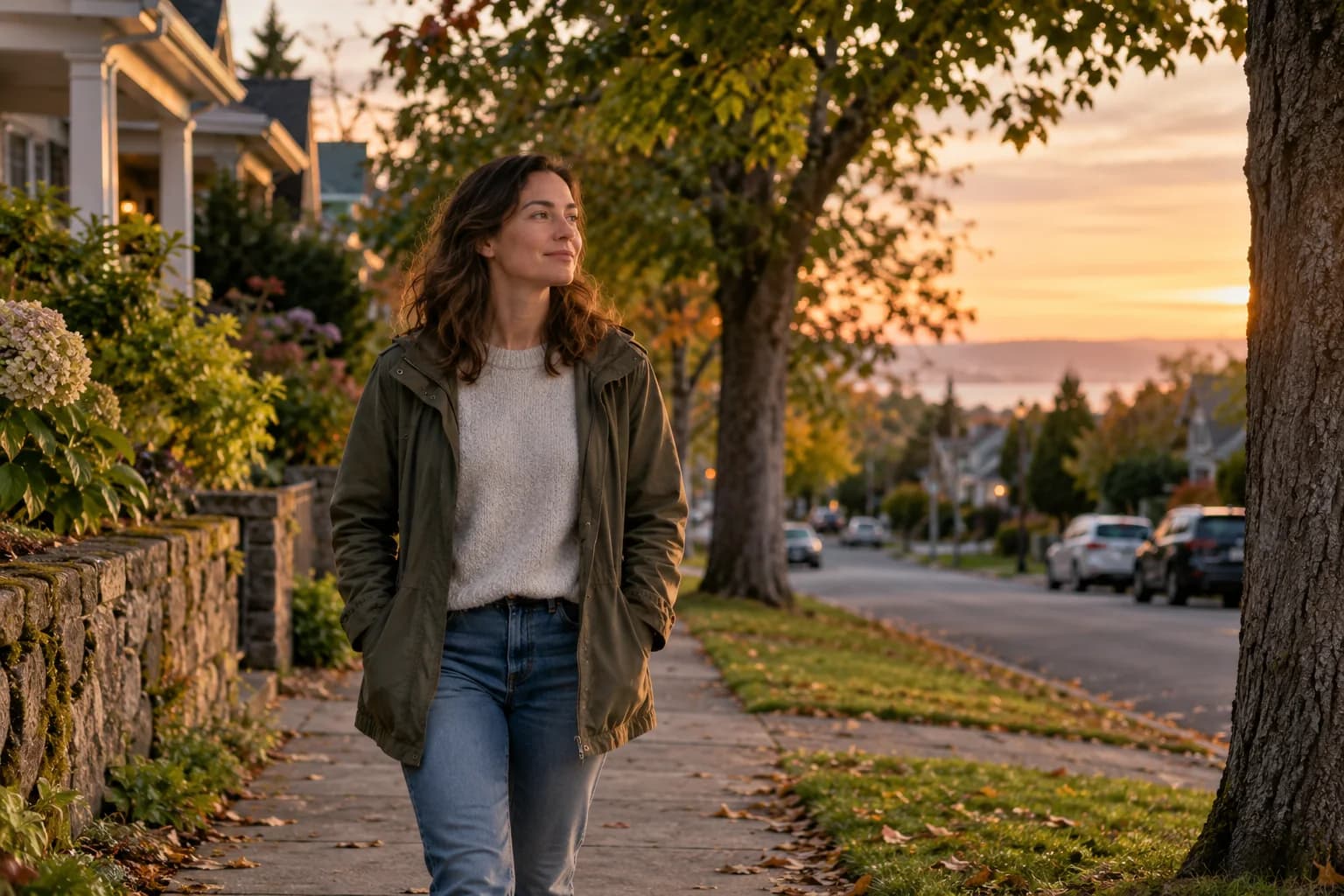 Partner taking a calm break on a walk during a disagreement.