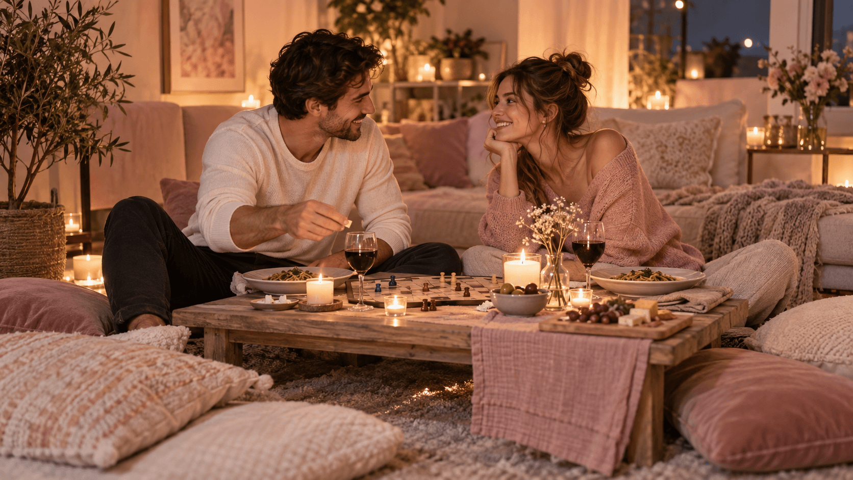 A couple enjoying a moment inspired by why "let's just grab dinner" isn't a date night anymore (and what to do instead)