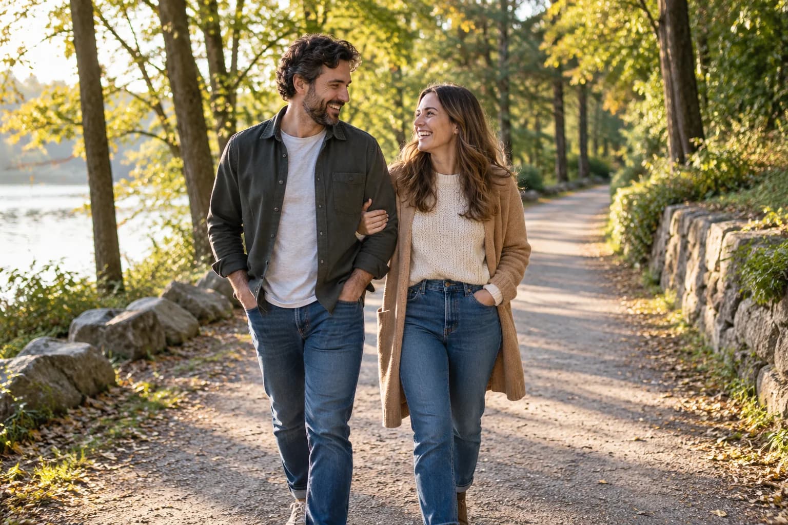 Couple walking together, representing the stages of a relationship.